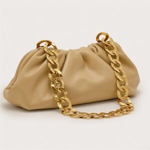 New!!! CULT GAIA Best-Selling Beige Leather Dulce Shoulder Bag Clutch MSRP $600